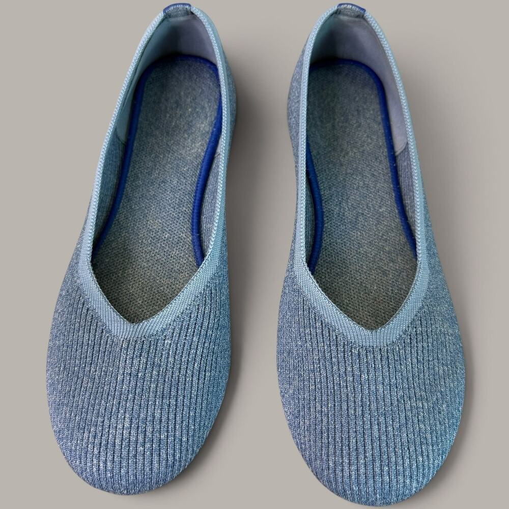 Unbranded Ballet Flat Knit Comfort Shoes Womens 9 Blue Casual Walking Round Toe - Picture 2 of 7